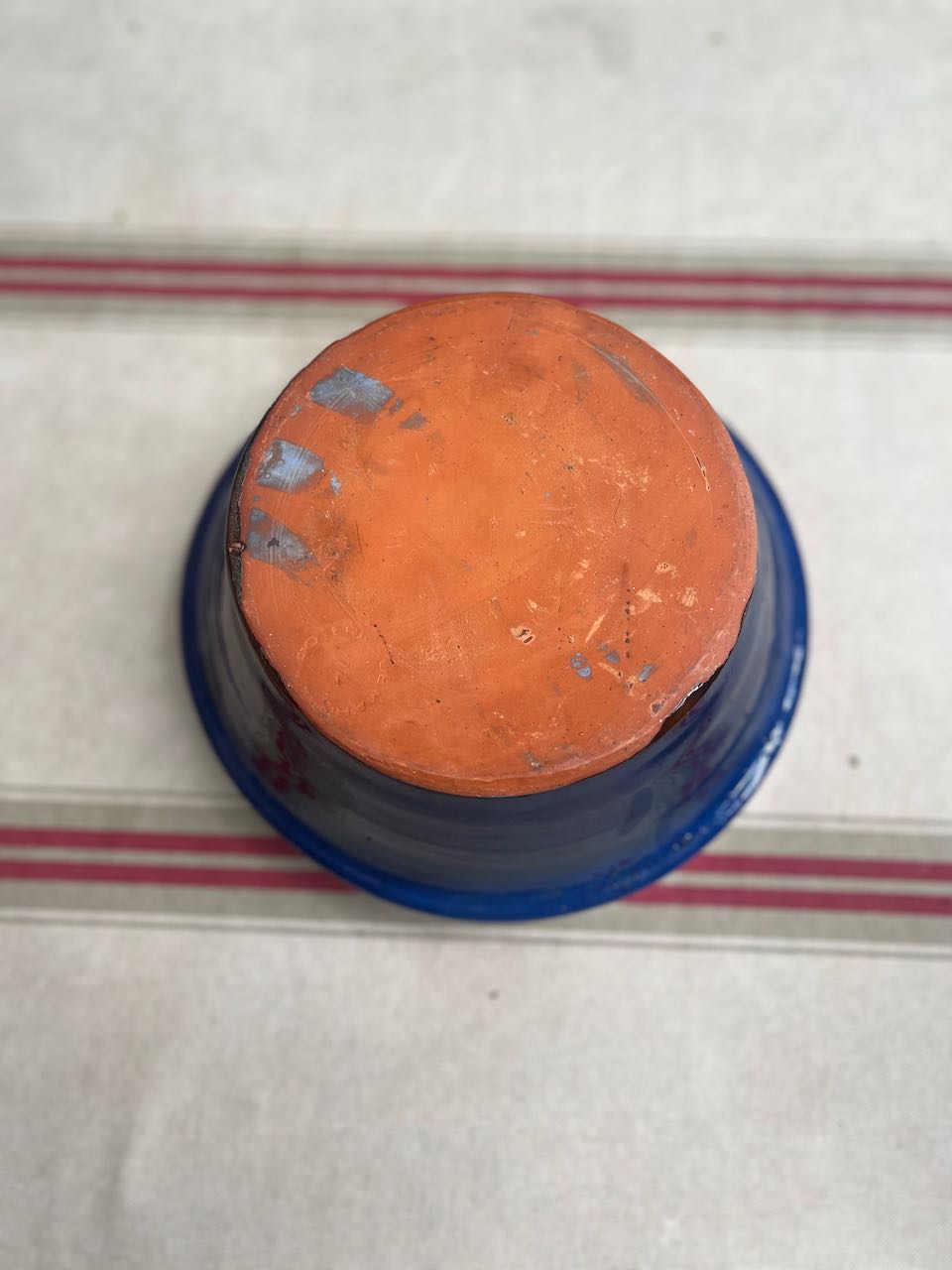 fa591 Blue handpainted medium ceramic bowl, salad etc