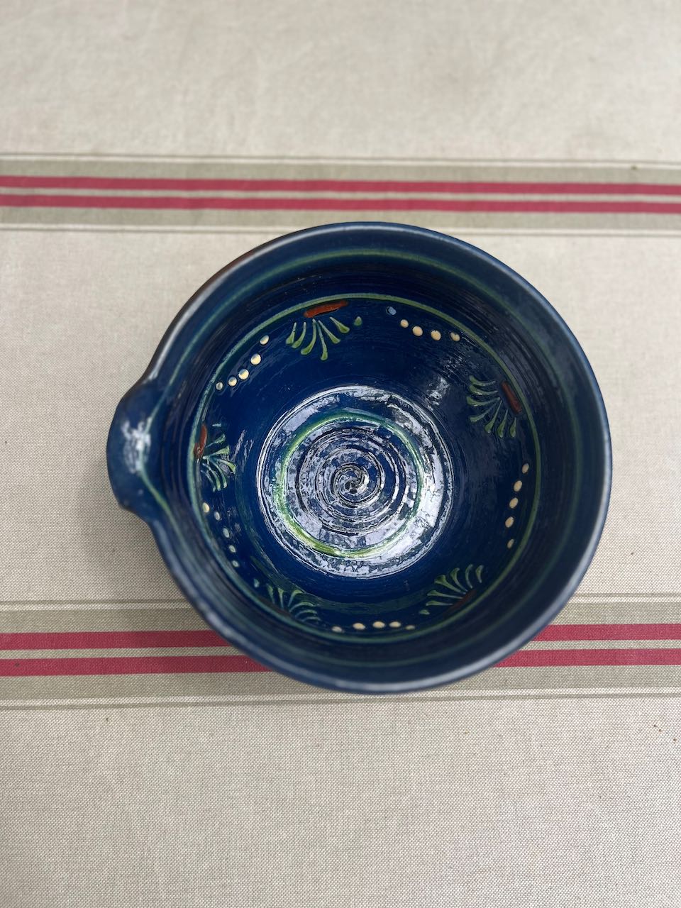 fa591 Blue handpainted small ceramic bowl, salad etc