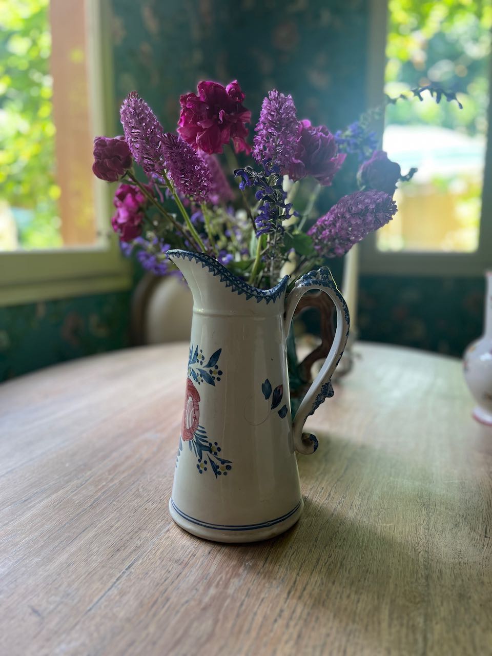 fa696 French handpainted jug/vase