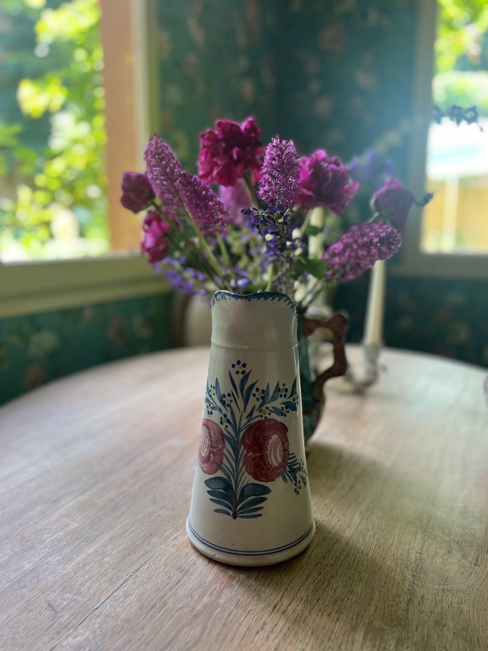 fa696 French handpainted jug/vase