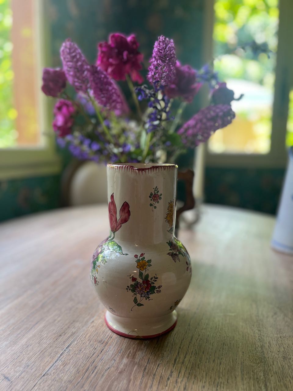 fa695 French Luneville plaited handled jug/vase