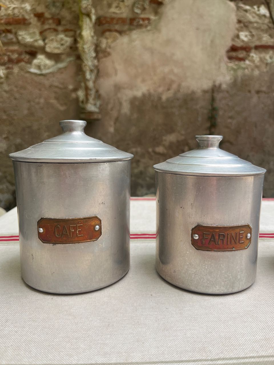 fa694 Aluminium Set French vintage Kitchen cannisters