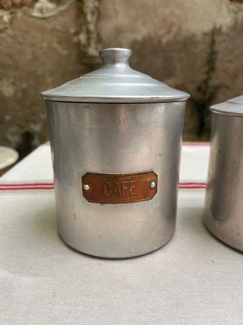 fa694 Aluminium Set French vintage Kitchen cannisters