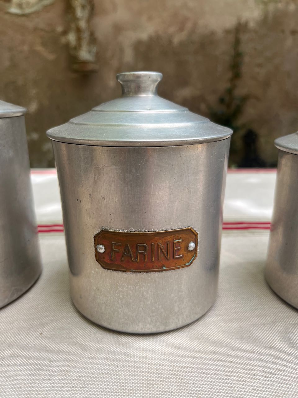 fa694 Aluminium Set French vintage Kitchen cannisters