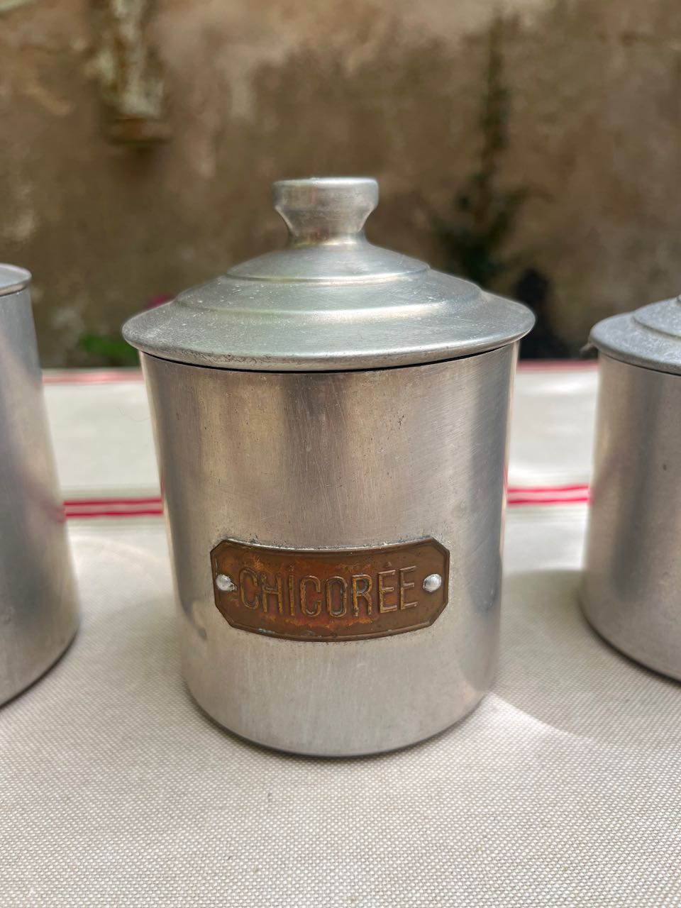 fa694 Aluminium Set French vintage Kitchen cannisters