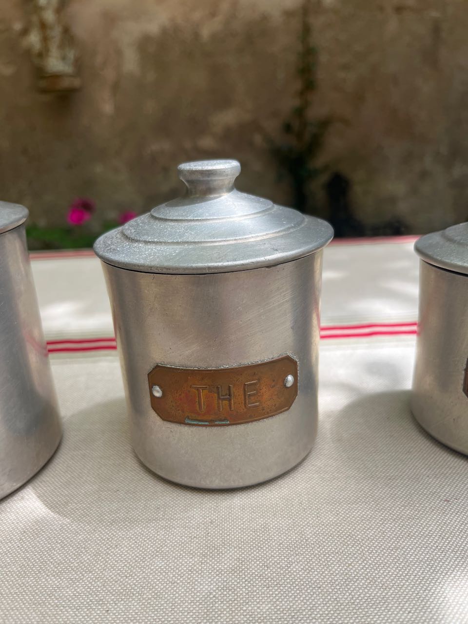 fa694 Aluminium Set French vintage Kitchen cannisters