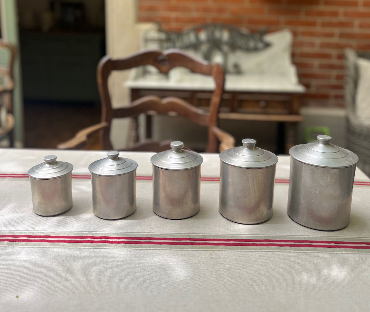 fa694 Aluminium Set French vintage Kitchen cannisters