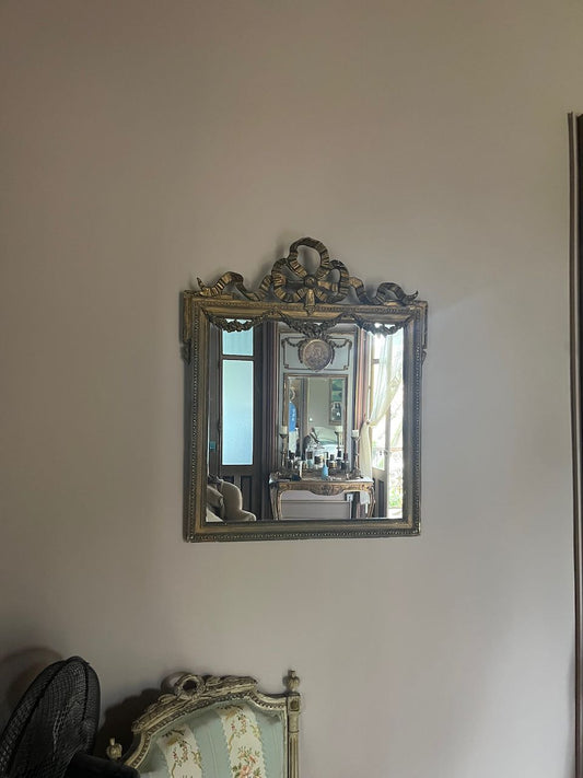 fa569 Gorgous French antique mirror with bow detail