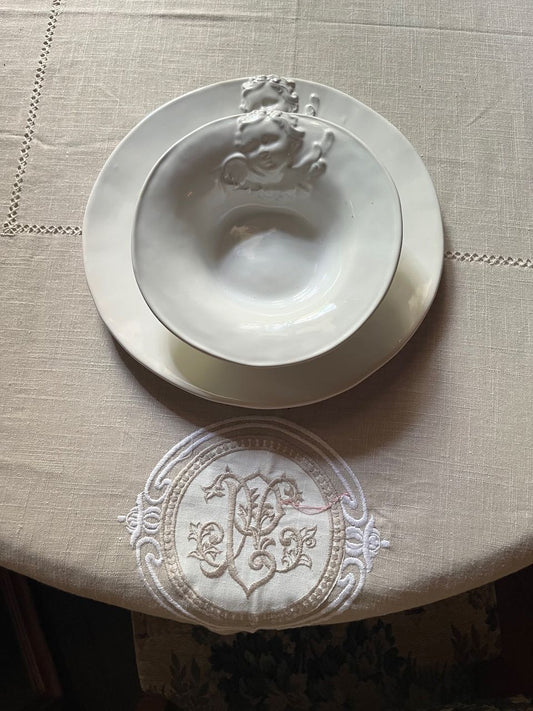 fa616 French Handmade Angel soup/dessert bowl