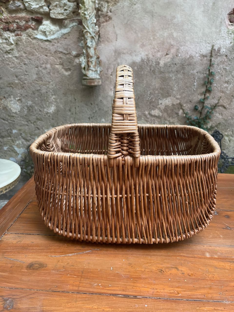 fa631 Deep wooden French vintage shopping Basket