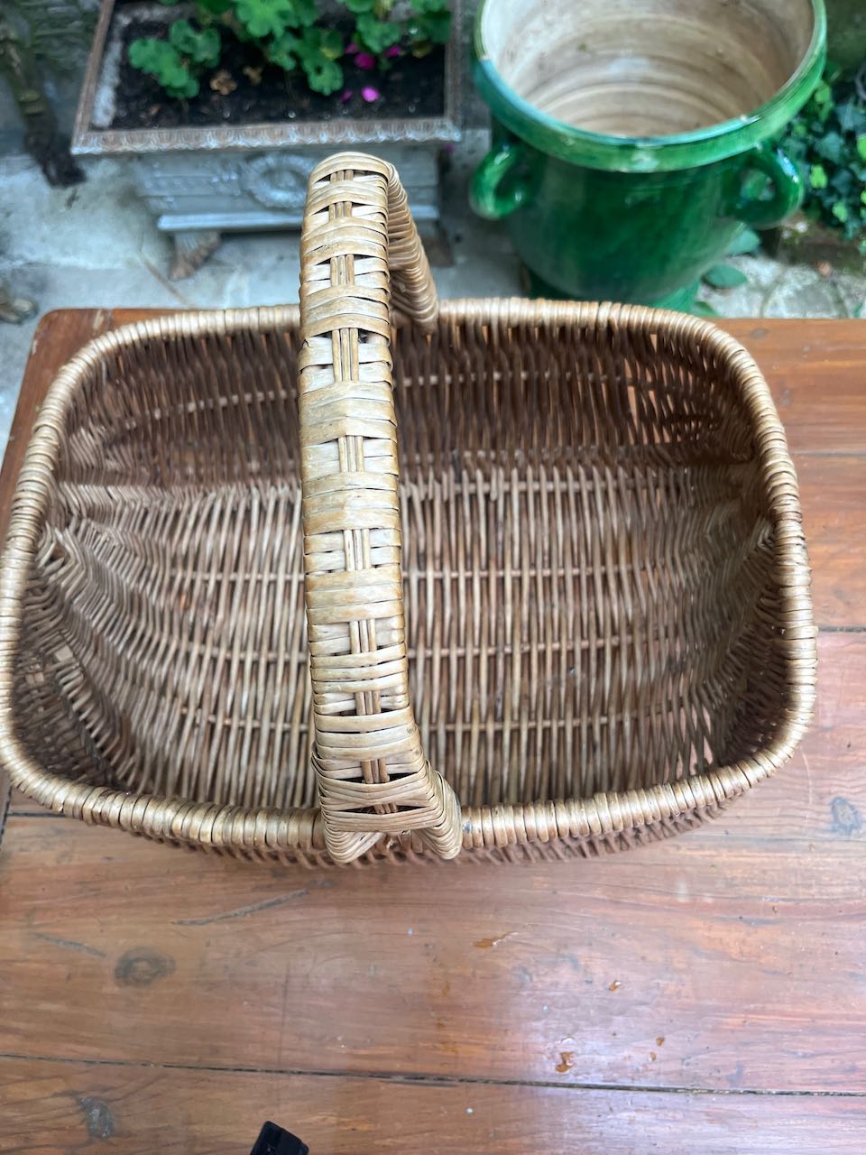 fa631 Deep wooden French vintage shopping Basket