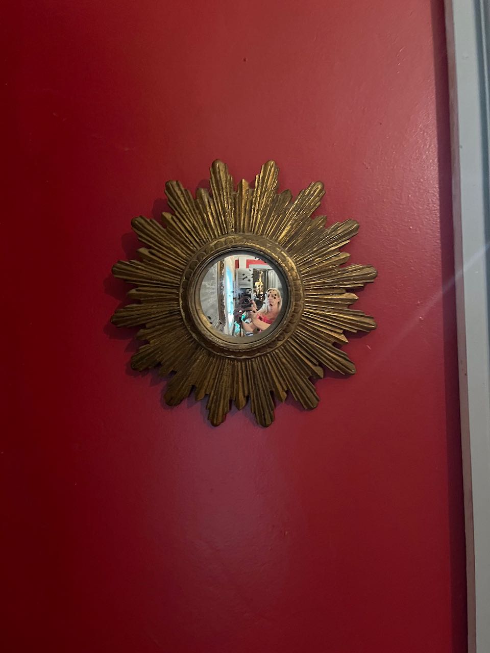fa638 French vintage sunburst mirror.