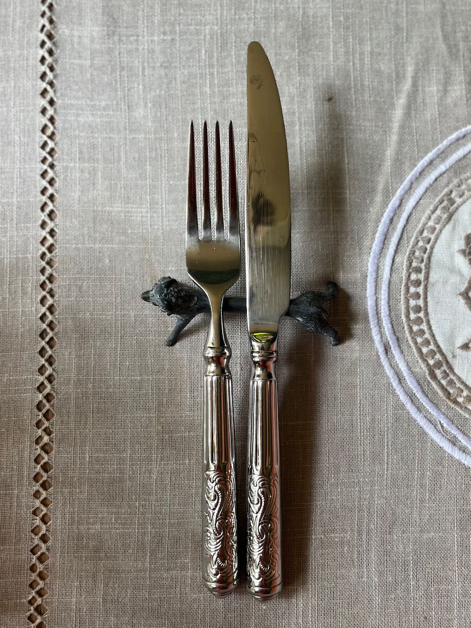 fa641 French vintage Pewter spoon rests