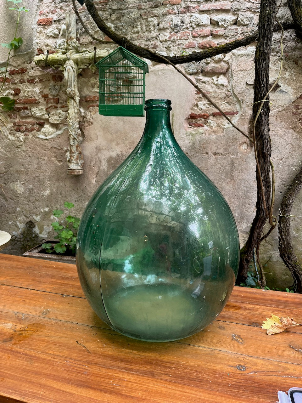 fa661 Green demijon wine carrier bottle