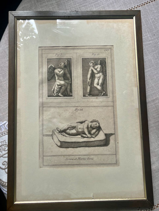 Cherub black and white print, Italian