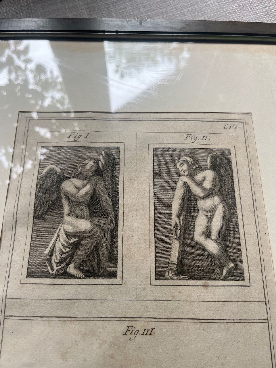 Cherub black and white print, Italian