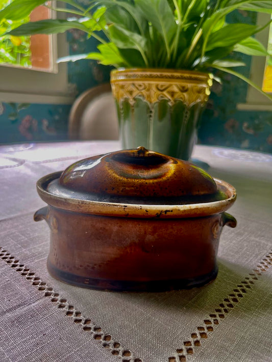 fa740 Lovely treacly glaze french antique tureen