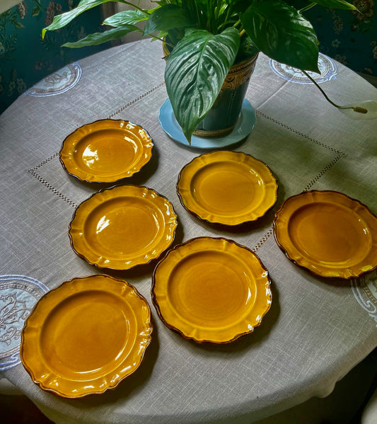 fa727 Small mustard coloured vintage side plates