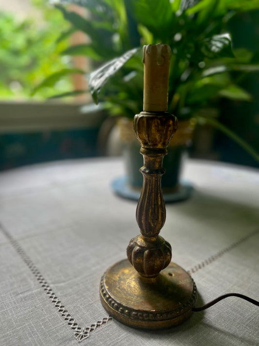 fa746 Wooden Antique Italian lampbase, wired