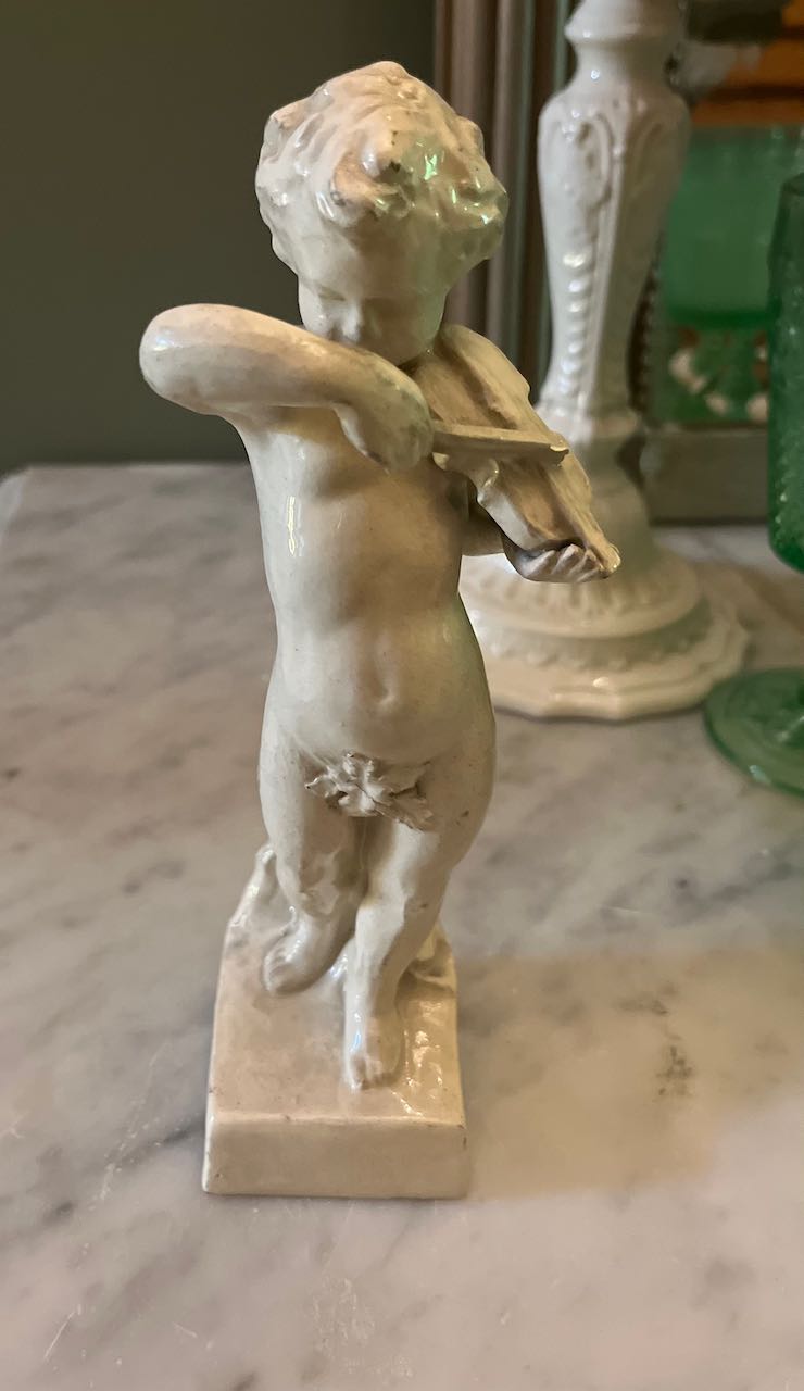 fa713 Handbuilt Cherub playing violin, Vintage, Italy