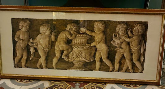 fa723 Long framed print of cherubs