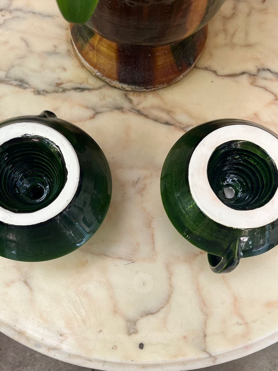 fa759   French vintage Ceramic handmade candle stick, ( wee willie wonker), each