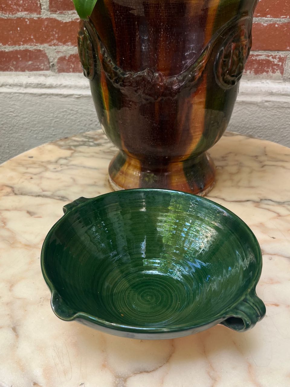 fa762 Small green pottery salad bowl