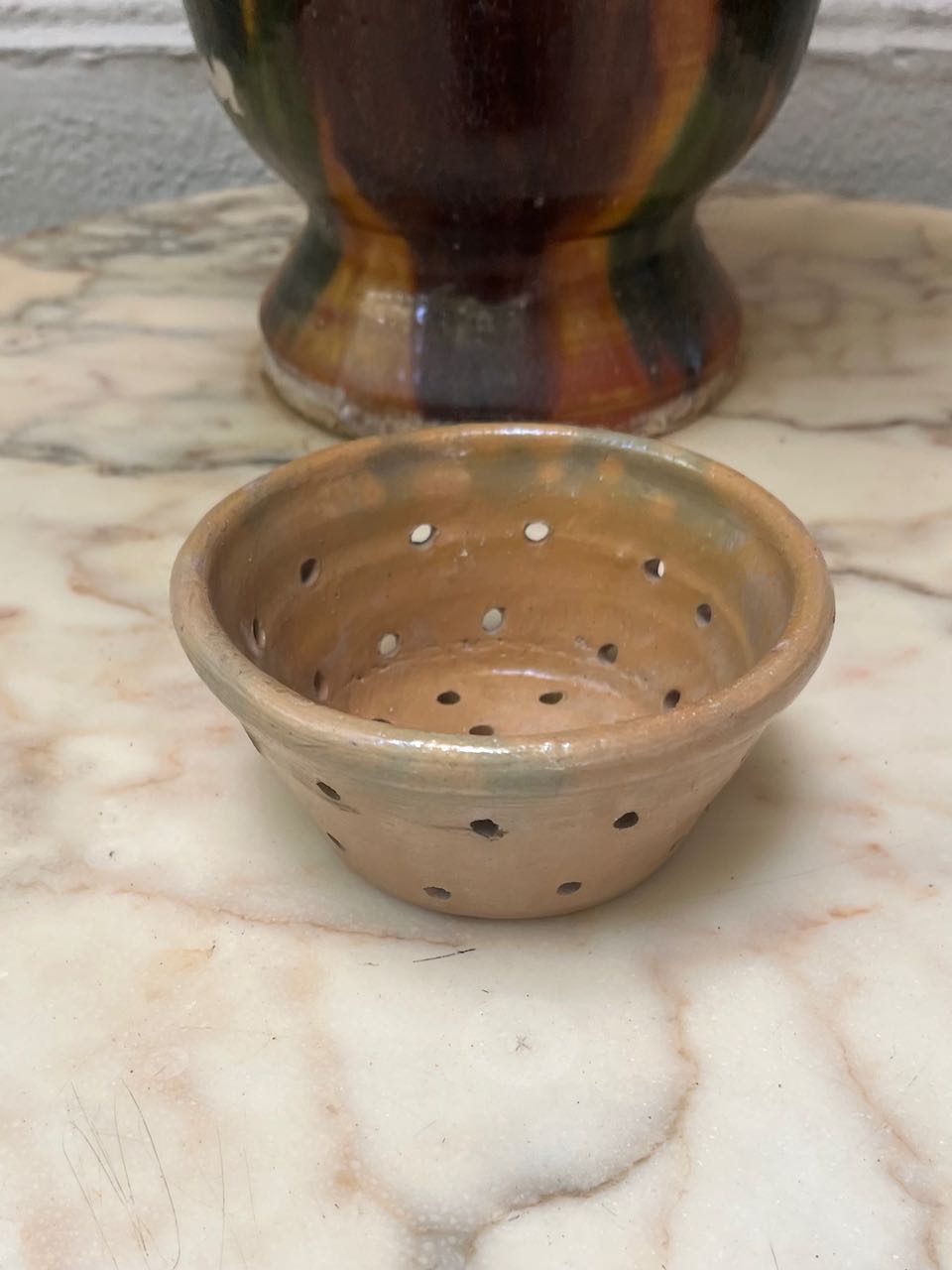 fa720 Terracotta french antique cheese strainer, small