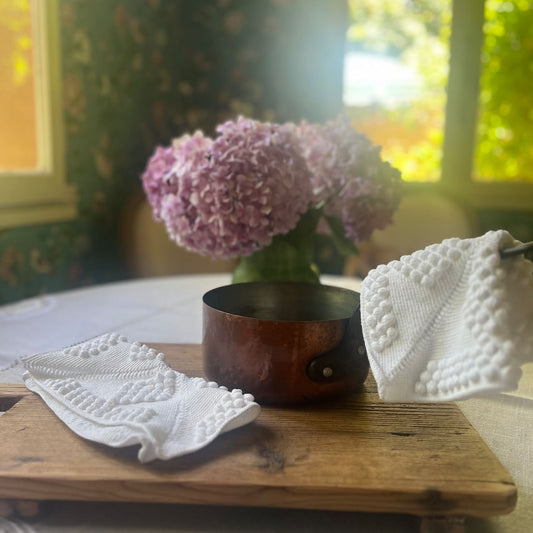 fa783 Cotton hand made french vintage hot plate cloths