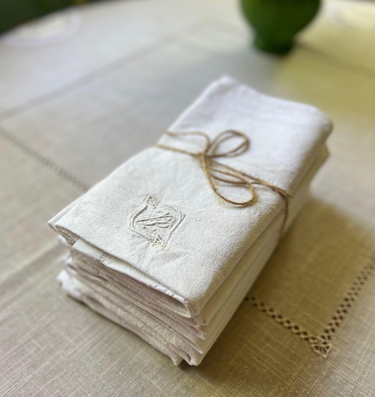 fa774 French antique serviettes, set 6