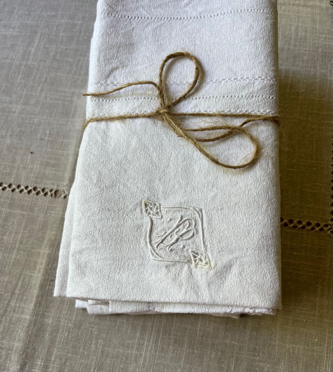 fa774 French antique serviettes, set 6