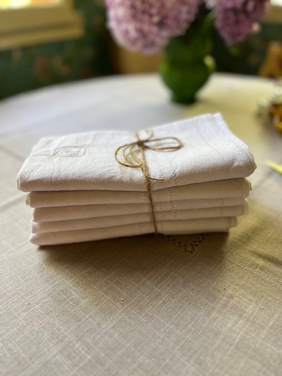 fa774 French antique serviettes, set 6