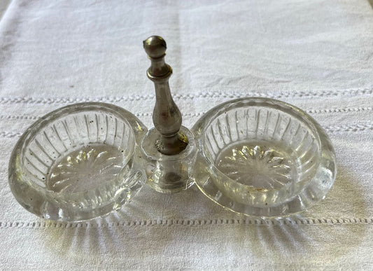 fa777 French vintage glass salt and pepper holder