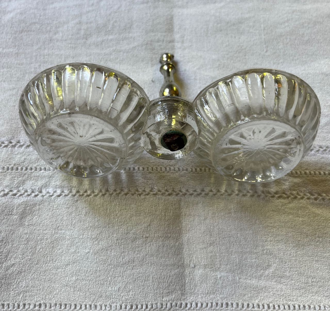 fa777 French vintage glass salt and pepper holder