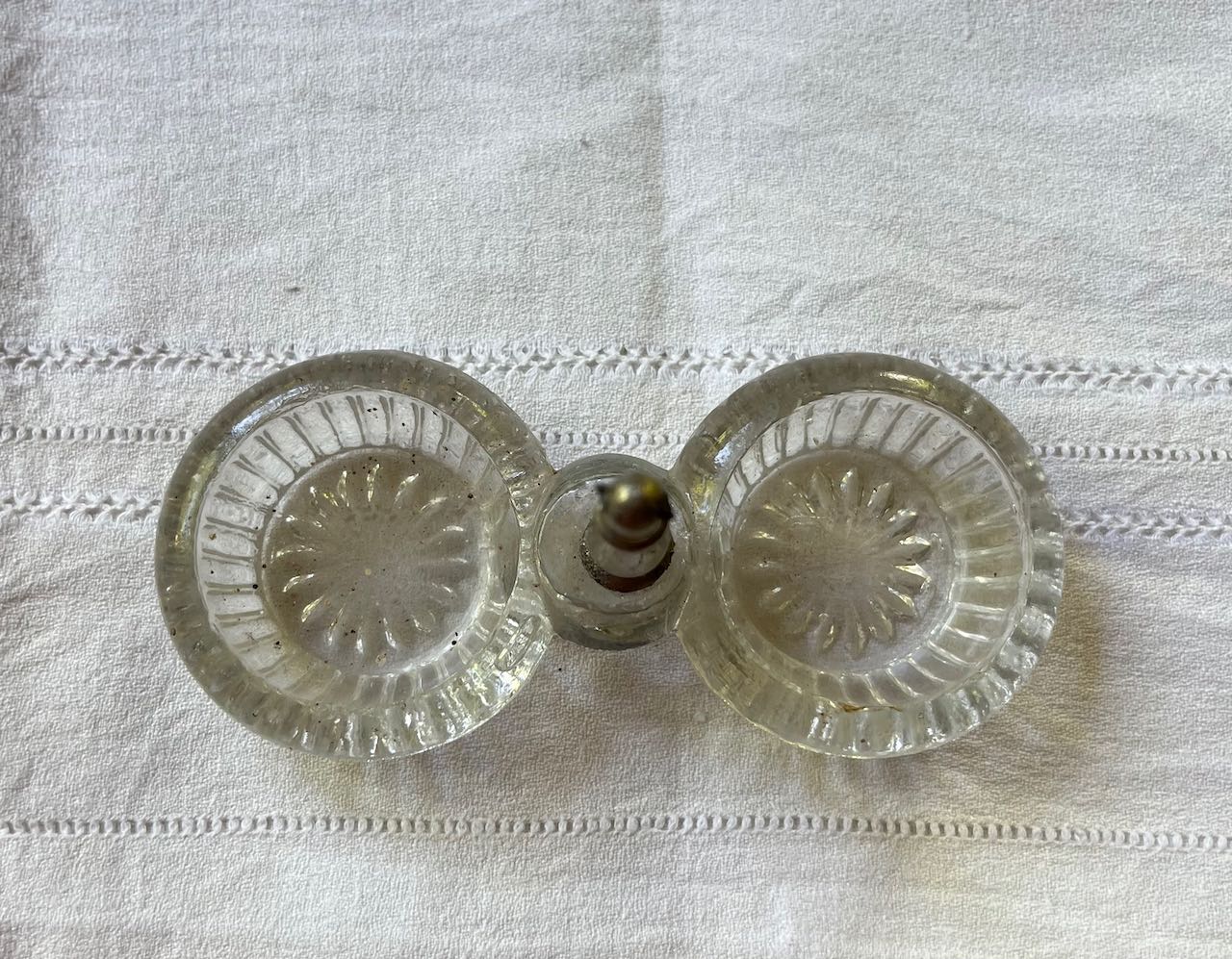 fa777 French vintage glass salt and pepper holder