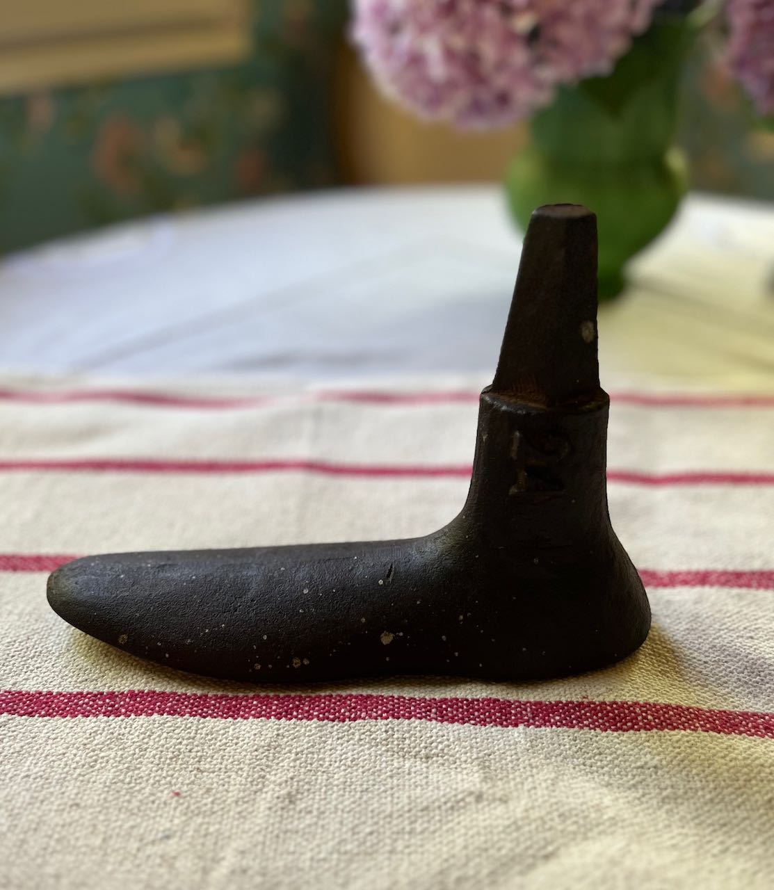 fa764 French antique metal shoe last