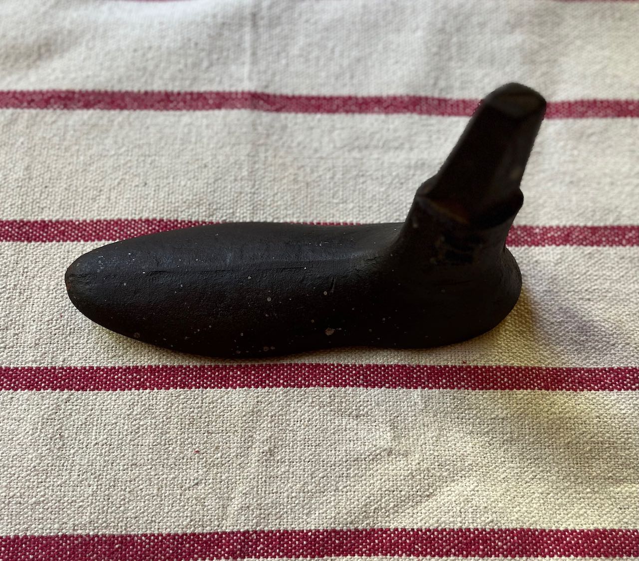 fa764 French antique metal shoe last