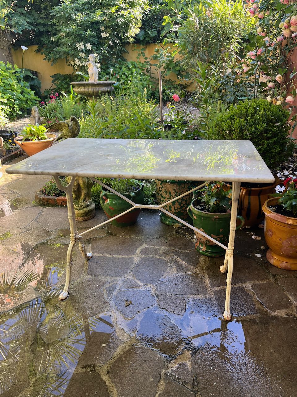 fa4652 French antique marble topped bistro table