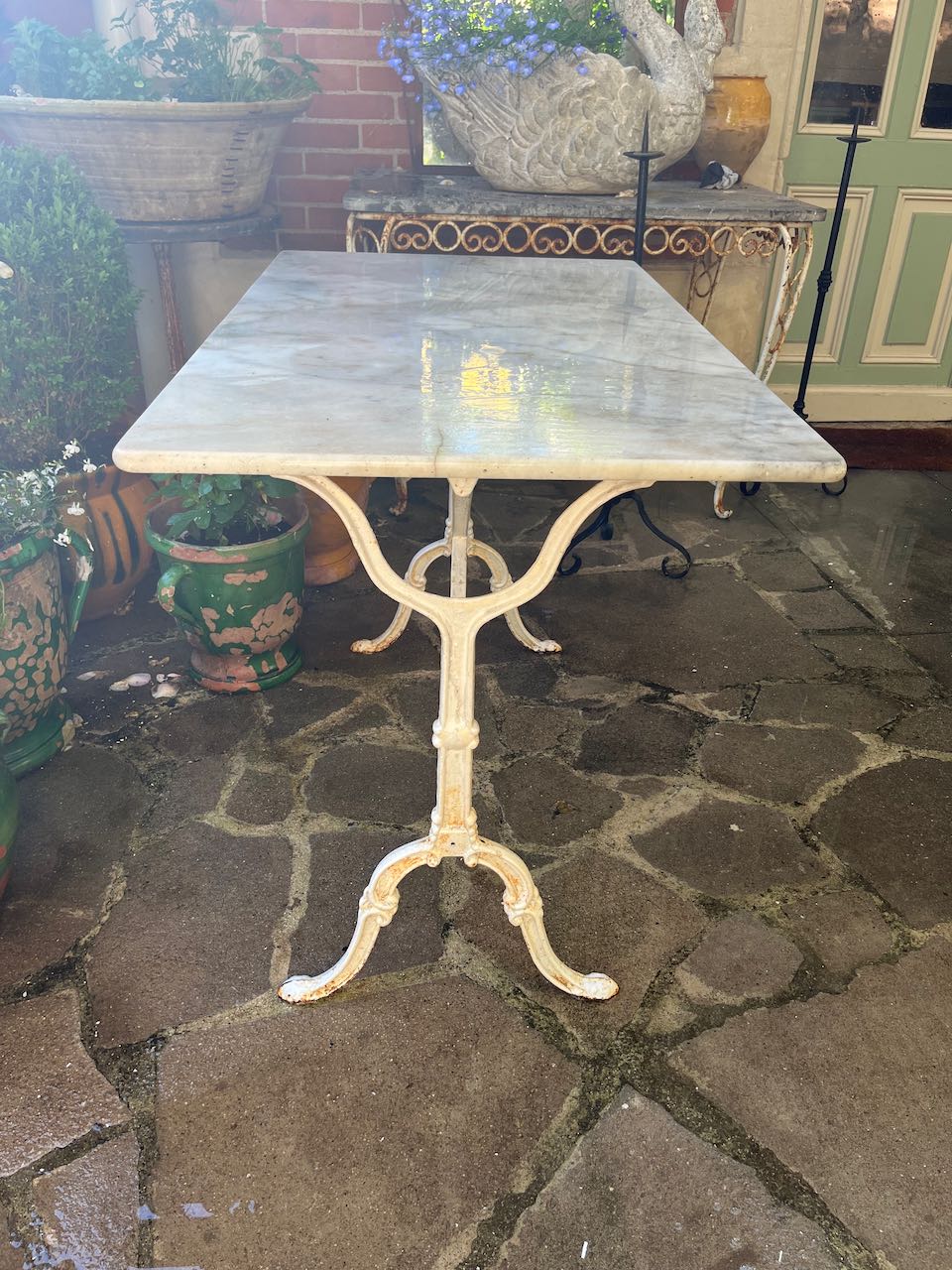 fa4652 French antique marble topped bistro table