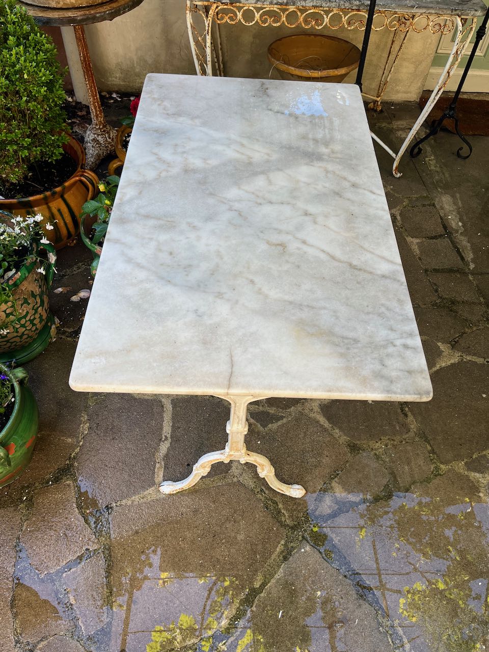fa4652 French antique marble topped bistro table