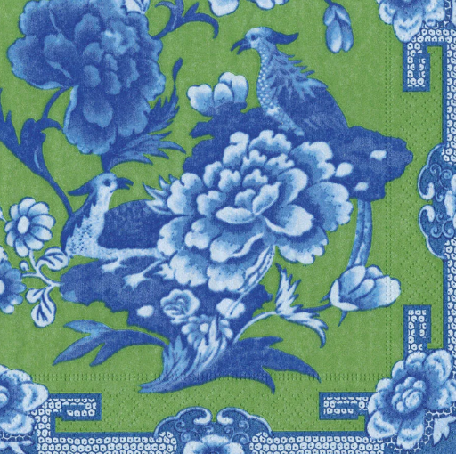 Green and Blue Plate Luncheon Napkin ( set of 20)