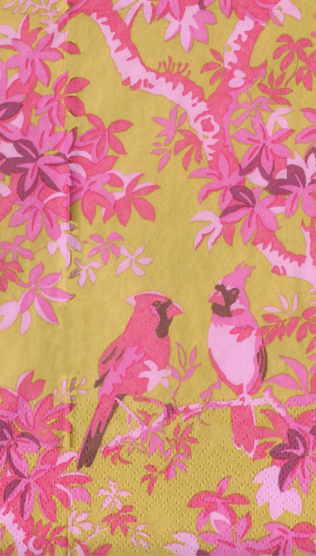 Scenic Songbirds Rose & Gold  luncheon rectangle  paper napkins ( set of 20)