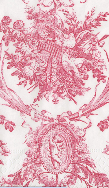 Romantic Toile Rose Guest towel,  luncheon rectangle  paper napkins ( set of 20)