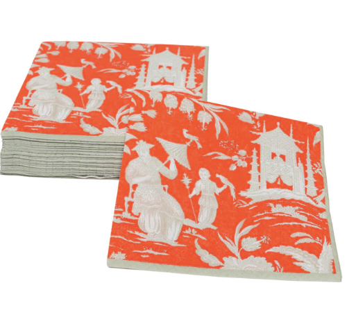 Silk Road Toile Mandarin Luncheon Napkins - 20 Per Package