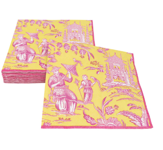 Silk Road Toile Chartreuse cocktail Napkins - 20 Per Package