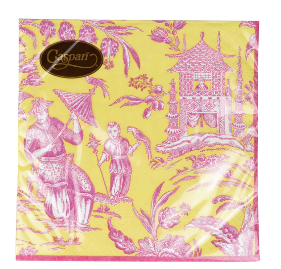 Silk Road Toile Chartreuse Luncheon Napkins - 20 Per Package