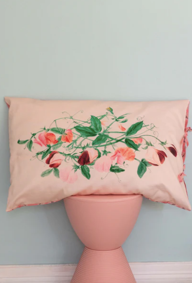 Beautiful Organic printed pair of pillowslips, reversible ( sweet pea)