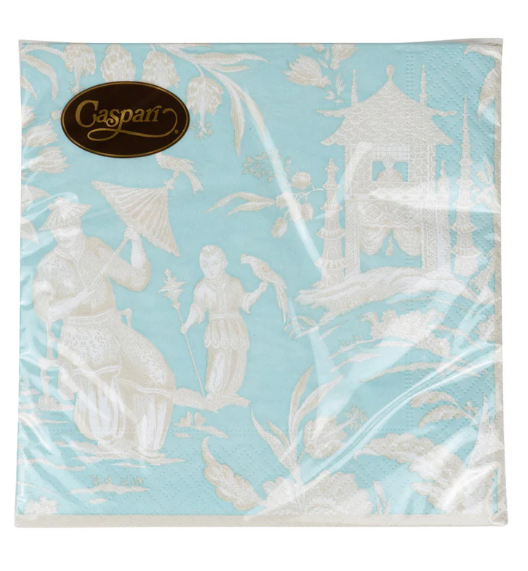 Silk Road Toile Robin's Egg Luncheon Napkins - 20 Per Package