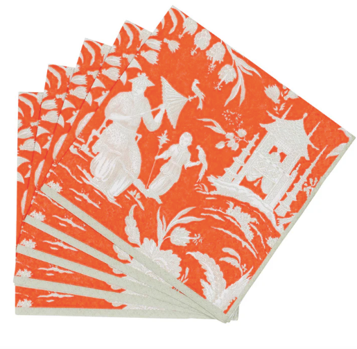Silk Road Toile Mandarin Cocktail Napkins - 20 Per Package