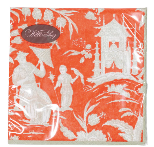 Silk Road Toile Mandarin Cocktail Napkins - 20 Per Package